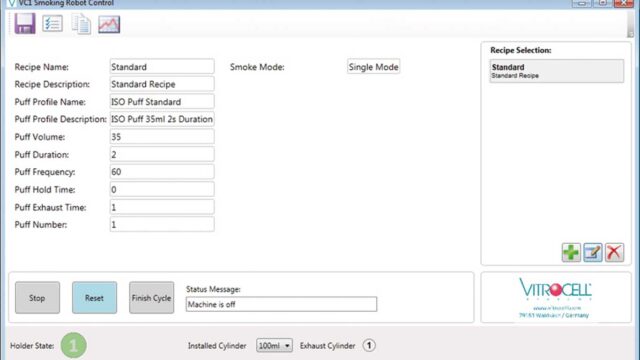 vitrocell vc1 main screen